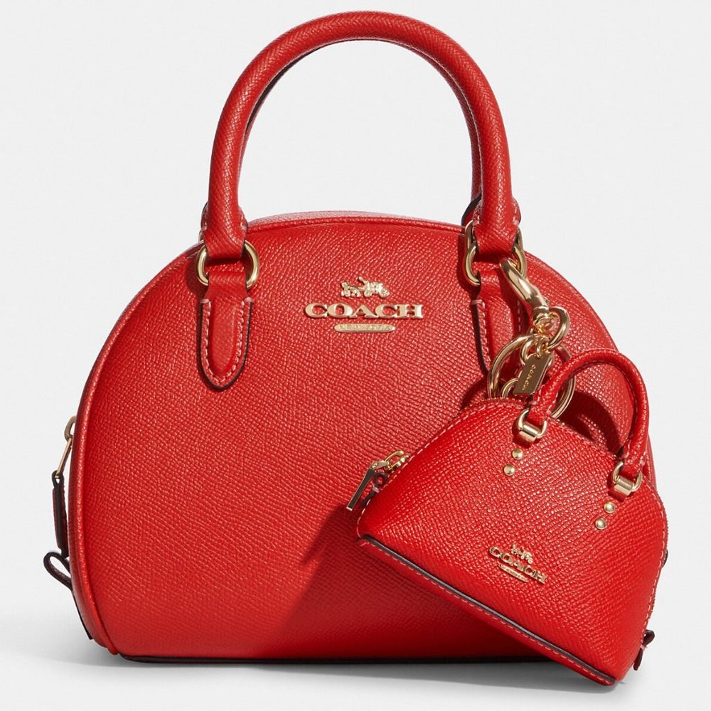 Coach * LAST ONE! * Mini Katy Satchel Bag Charm Miami Red Key Fob CA040 - Picture 2 of 6